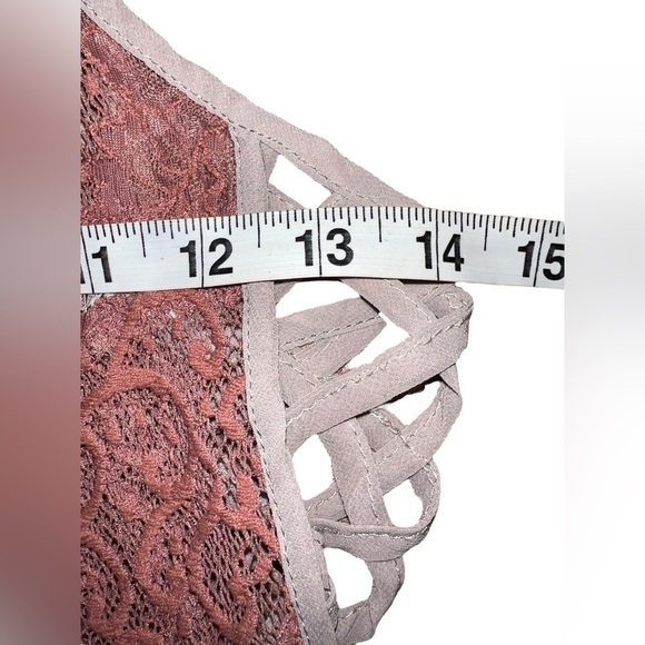 Gimmicks by BKE Rose Pink & Taupe Lace Spaghetti Straps Dress Tunic Women’s XS - Picture 9 of 12